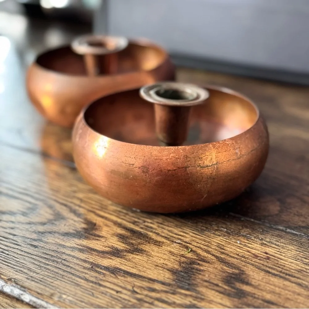 Vintage 2/ Coppercraft Copper Candlesticks Holder - Mid Century